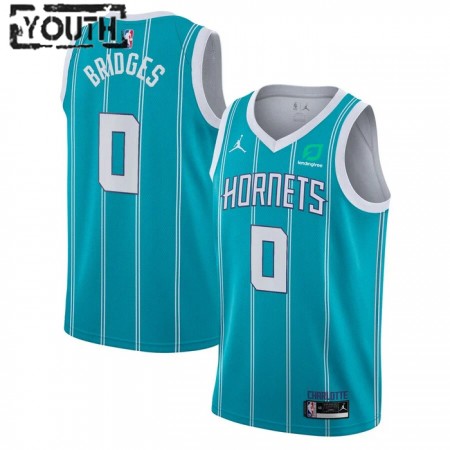 NBA Børn Trøje Charlotte Hornets Miles Bridges 0 2022-23 Jordan Icon Edition Teal Swingman